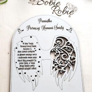 062  Baza do makram PAMIĄTKA KOMUNII ŚWIĘTEJ DLA DZIEWCZYNKI z HDF OK.20,5X15CM