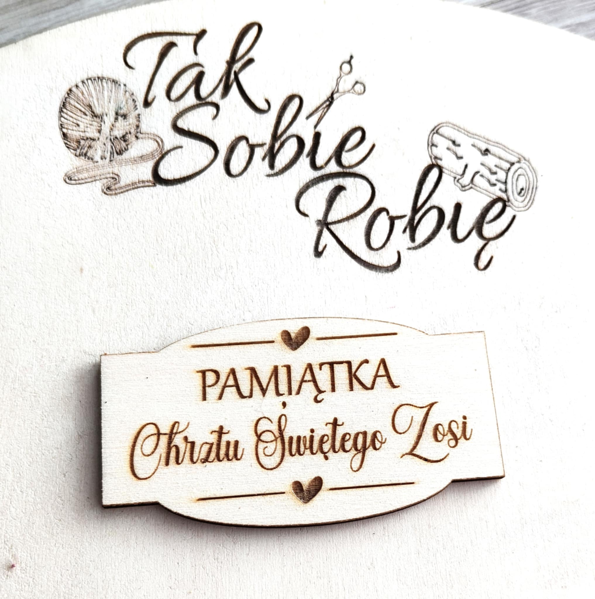 145 TABLICZKA PAMIĄTKA CHRZTU ŚWIĘTEGO PERSONALIZOWANA OK.8x5cm