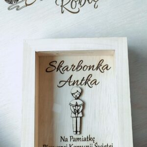 SKARBONKA KOMUNIJNA DOWOLNY NAPIS I IMIĘ
